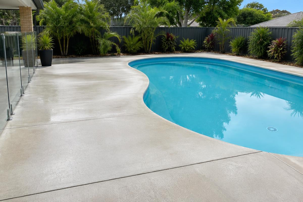 Pressure cleaning a concrete path with a surface cleaner