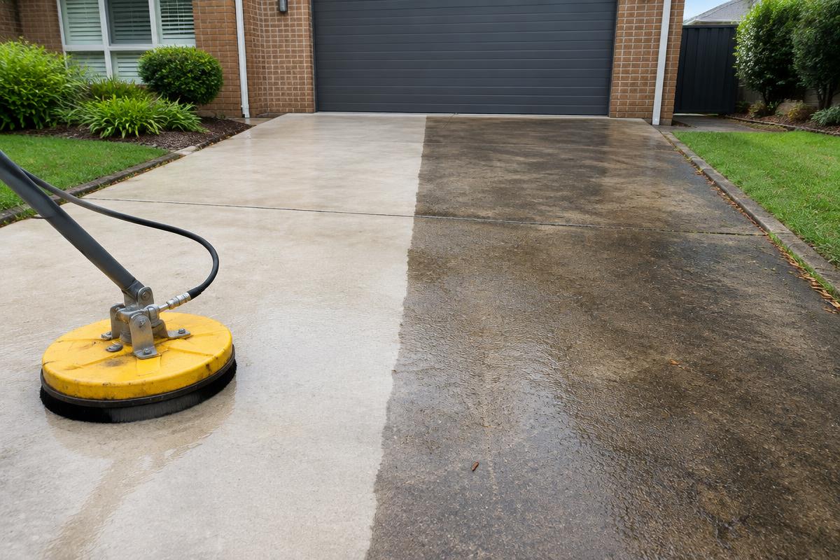 Clean paver driveway with neat edges