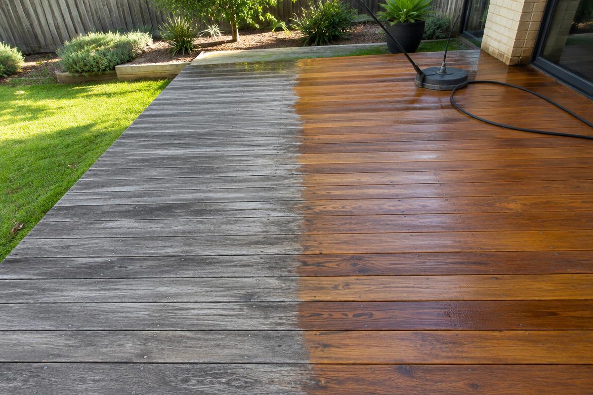 Timber deck boards after a gentle clean